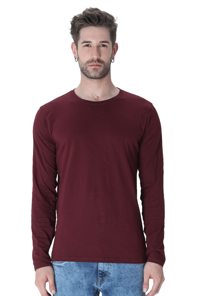 Maroon Full Sleeve Men T-shirt