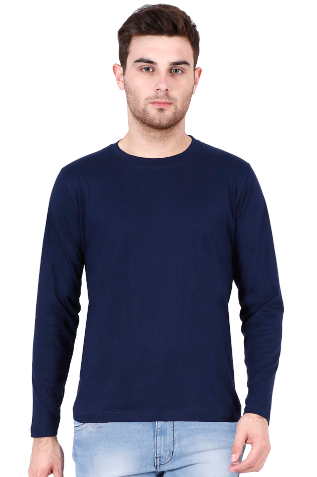 Navy Blue Full Sleeve Men T--shirt