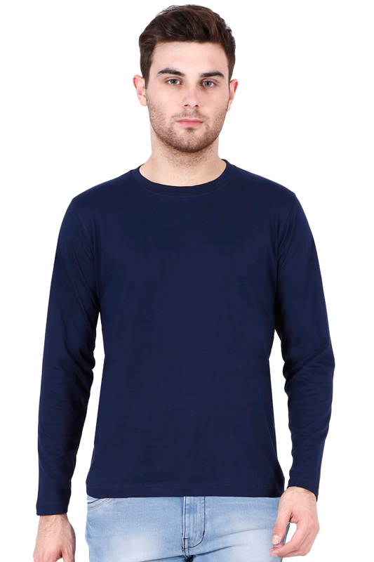 Navy Blue Full Sleeve Men T--shirt